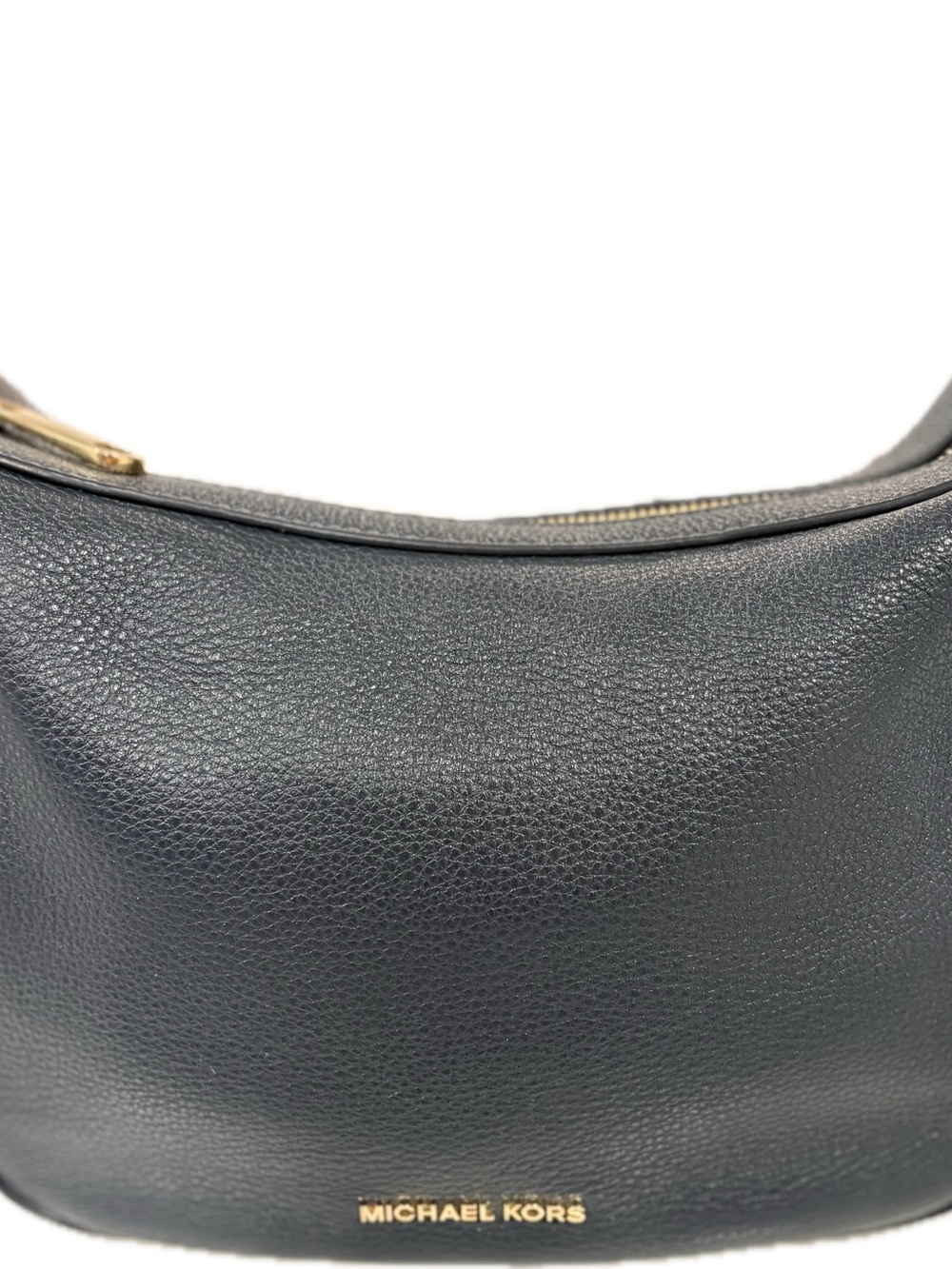 Michael Kors Raven Medium Pebbled Leather Crossbody Bag Dark Navy Gold - Picture 2 of 10